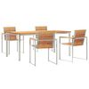 vidaXL Dārza ēdamgalds 5 pcs Cieta teak koka un nerūsējo&scaron;ā tērauda