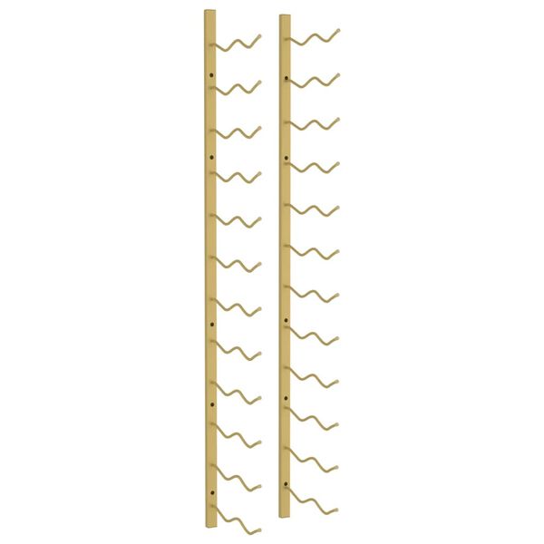 vidaXL sienas vīna pudeļu plaukts 24 pudelēm, zeltaina dzelzs