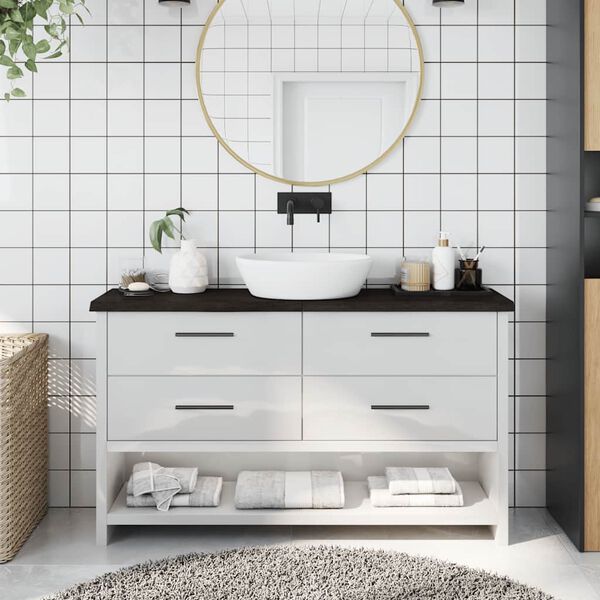 vidaXL vannasistabas virsma, tum&scaron;i brūna, 120x30x(2-4) cm, masīvkoks