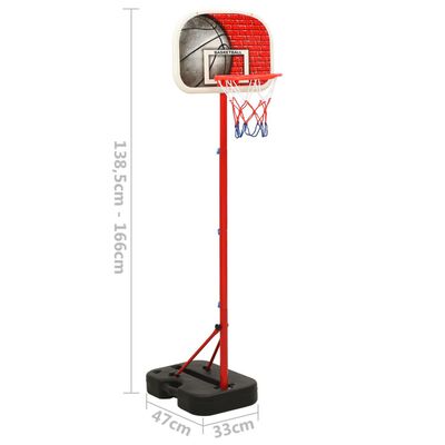 vidaXL basketbola komplekts, regulējams 138,5-166 cm, pārvietojams
