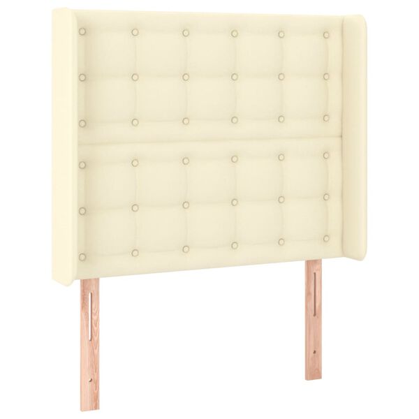 vidaXL gultas galvgalis ar LED, 83x16x118/128 cm, krēmkrāsas