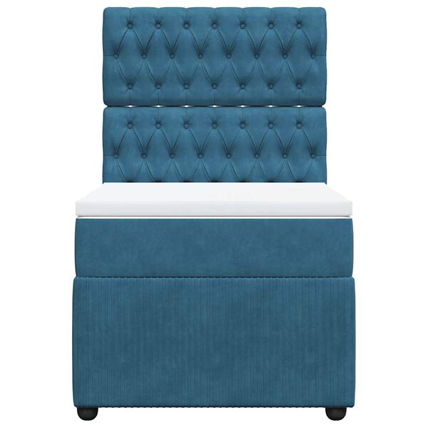 vidaXL atsperu gulta ar matraci, tum&scaron;i zils samts, 100x200 cm