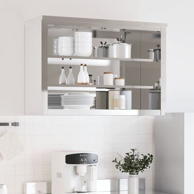 vidaXL virtuves sienas skapis ar plauktiem, nerūsējošais tērauds