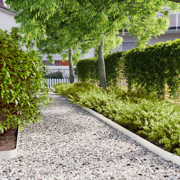 vidaXL Zālāju apmales 50 gab. Baltas 10x103 cm Auksti velmēts tērauds