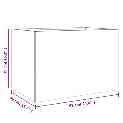 vidaXL puķu kaste, sudrabaina, 62x40x39 cm, cinkots tērauds