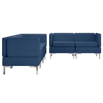 vidaXL piecdaļīgs dīvāna komplekts, zils audums