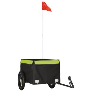 vidaXL velosipēda piekabe, 30 kg, melna un zaļa, dzelzs