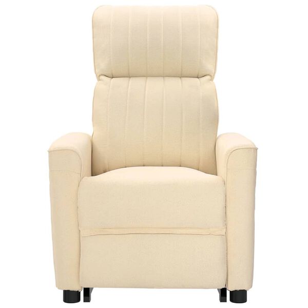 vidaXL masāžas krēsls, paceļams, krēmkrāsas audums