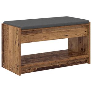 vidaXL Zāles sols ar spilvenu ar plauktu Vecs koks 83 x 38 x 45 cm