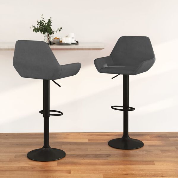 vidaXL bāra krēsli, 2 gab., tum&scaron;i pelēks samts