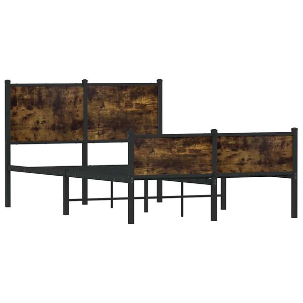 vidaXL gultas rāmis bez matrača, metāls, 120x190cm, ozolkoka imitācija