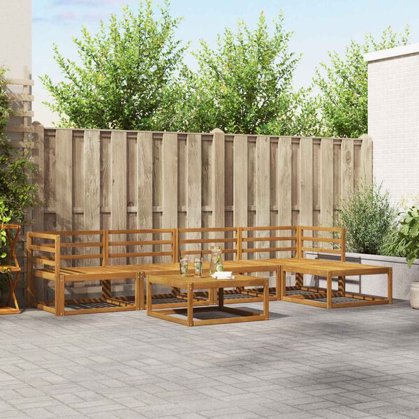 vidaXL Āra dīvānu komplekts ar spilvenu 6 pcs Dabisks un antracīts