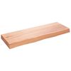 vidaXL sienas plaukts, gai&scaron;i brūns, 80x30x(2-6) cm, ozola masīvkoks