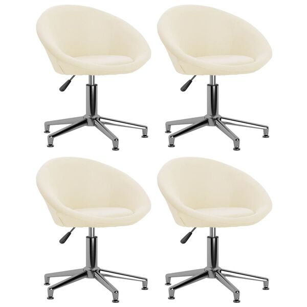 vidaXL grozāmi virtuves krēsli, 4 gab., krēmkrāsas audums