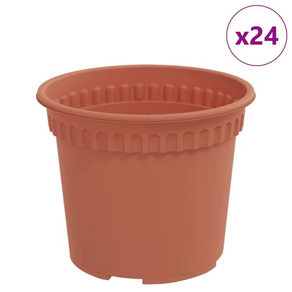 vidaXL Apaļais puķu pods 24 pcs Ķieģeļu sarkans &Oslash; 12,5 x 10 cm