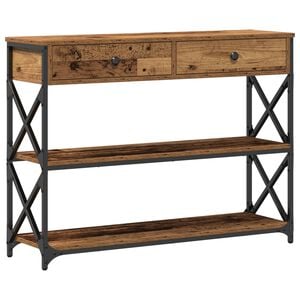 vidaXL Konsoles galds ar atvilktni Vecs koks 100 x 28 x 75 cm