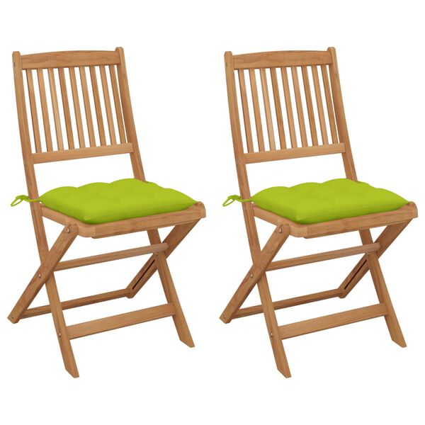 vidaXL saliekami dārza krēsli ar matračiem, 2 gab., akācijas masīvkoks