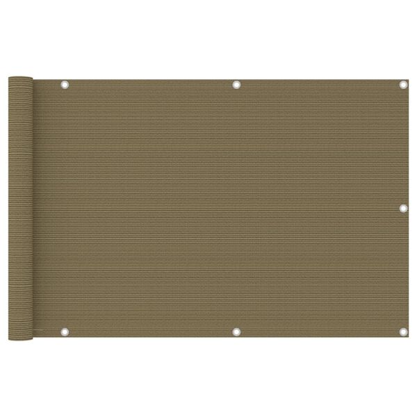 vidaXL balkona aizslietnis, 90x500 cm, pelēkbrūns HDPE