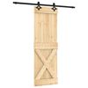vidaXL Slīdo&scaron;ās durvis Dabiska un melna 70 x 210 cm Cieta priedes koks