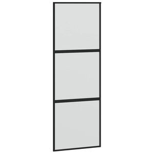 vidaXL bīdāmās durvis, melnas, 76x205 cm, rūdīts stikls un alumīnijs