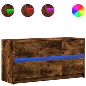 vidaXL TV skapītis ar LED, koka krāsa, 100x34x50 cm, inženierijas koks