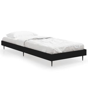 vidaXL gultas rāmis, melns, 75x190 cm, inženierijas koks