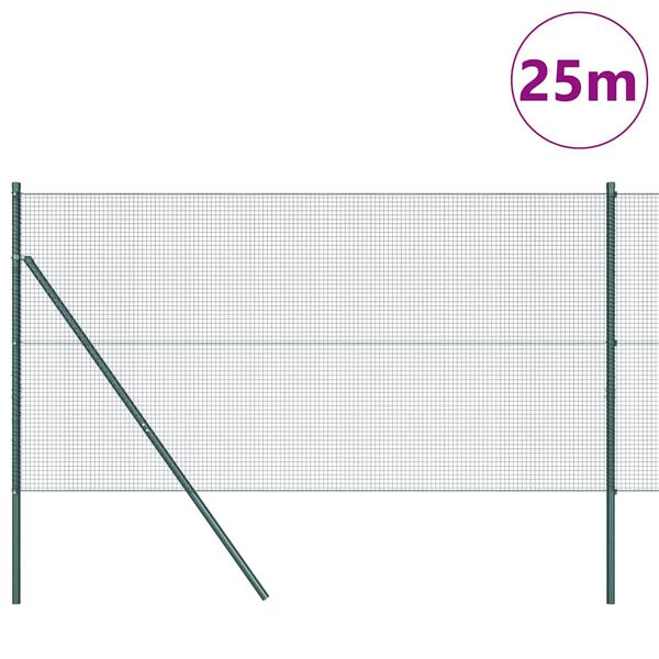 vidaXL Žoga āķis Zaļa 25 x 1,4 m (16 x 16 mm acs) Tērauds un PVC