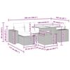 vidaXL 7-daļīgs dārza dīvāna komplekts, matrači, pelēka PE rotangpalma