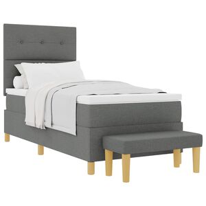 vidaXL Kastītes atsperu gulta Tum&scaron;i pelēka 200 x 80 cm audums