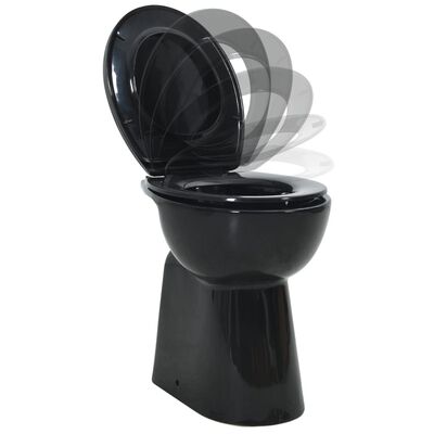 vidaXL tualetes pods, ar lēnās aizvēršanās funkciju, melna keramika