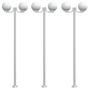 vidaXL āra zemes lampas, 3 gb., sudrabaina, 215 cm, nerūsējo&scaron;s tērauds