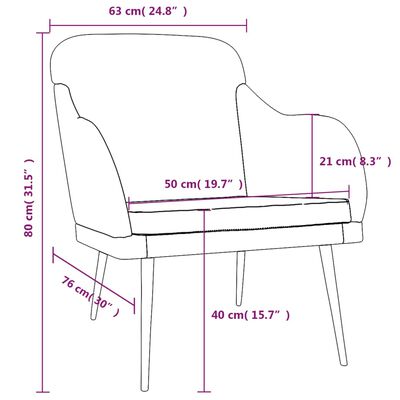 vidaXL atpūtas krēsls, krēmkrāsas, 63x76x80 cm, samts