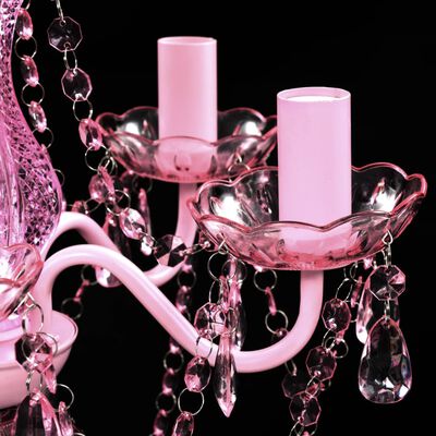Rozā kristālu lampa ar 5 spuldžu vietām