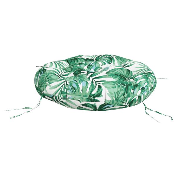 vidaXL krēslu spilvens, apaļ&scaron;, &Oslash;60 x11 cm, audums, lapu apdruka