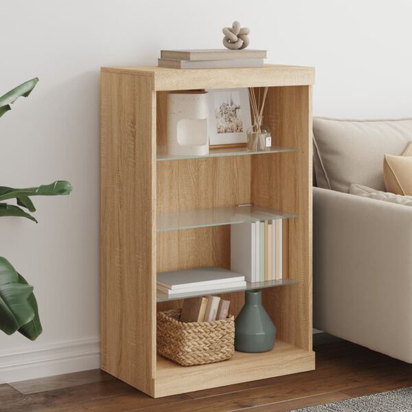 vidaXL kumode ar LED lampiņām, ozolkoka krāsa, 60,5x37x100 cm