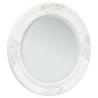 vidaXL baroka stila sienas spogulis, 50 cm, balts