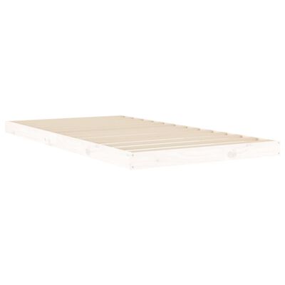 vidaXL gultas rāmis, balts, 100x200 cm, priedes masīvkoks