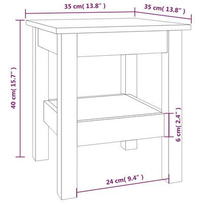 vidaXL kafijas galdiņš, 35x35x40 cm, priedes masīvkoks
