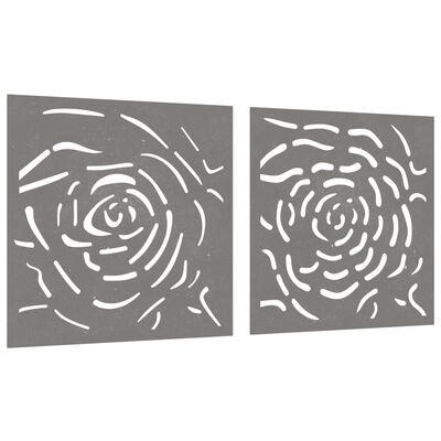 vidaXL dārza sienas rotājumi, 2 gab., 55x55 cm, tērauds, rūsas efekts
