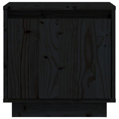 vidaXL naktsskapītis, melns, 40x30x40 cm, priedes masīvkoks