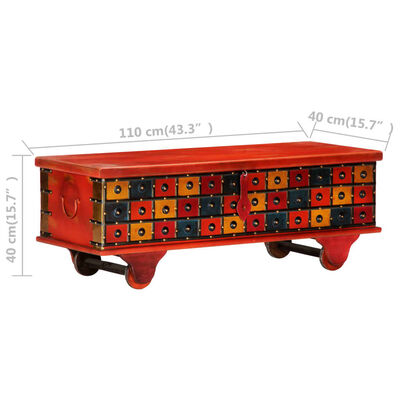 vidaXL uzglabāšanas kaste, sarkana, 110x40x40 cm, akācijas masīvkoks