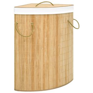 vidaXL stūra veļas grozs, bambuss, 60 L