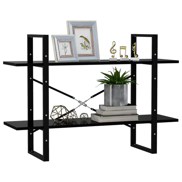 vidaXL 2-līmeņu grāmatu plaukts, melns, 100x30x70cm, inženierijas koks