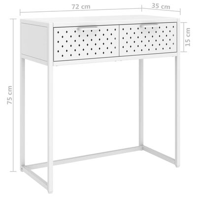 vidaXL konsoles galdiņš, balts, 72x35x75 cm, tērauds
