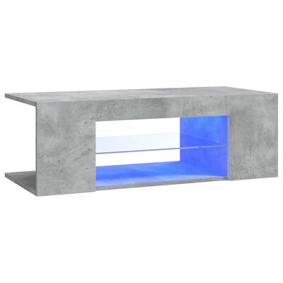 vidaXL TV galdiņš ar LED lampiņām, 90x39x30 cm, betona pelēks