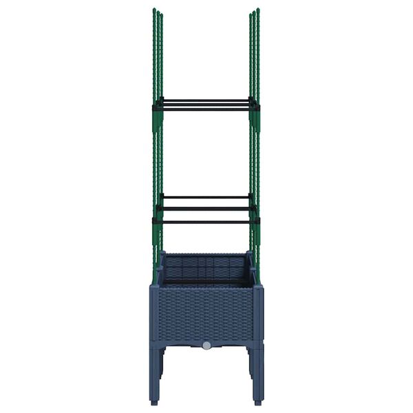 vidaXL dārza puķu kaste ar &scaron;paleru, zili pelēka, 80x40x142,5 cm, PP