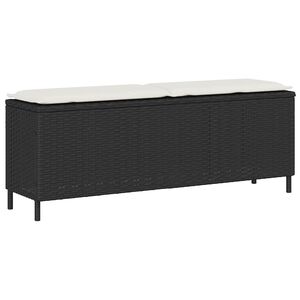 vidaXL dārza sols ar spilvenu melns 110x30x40,5 cm polirotangpalmas