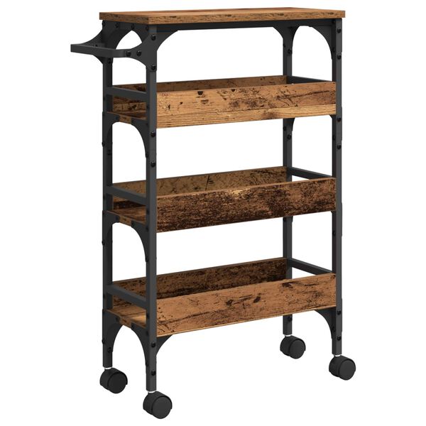 vidaXL Virtuves ratiņ&scaron; Vecs koks 53 x 20 x 76 cm Inženierijas koks