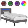 vidaXL Gultas rāmis ar LED sloksnēm Pelēka 100 x 200 cm Mākslīgā āda