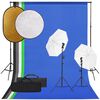 vidaXL fotostudijas komplekts &ndash; gaismas, fons, reflektors